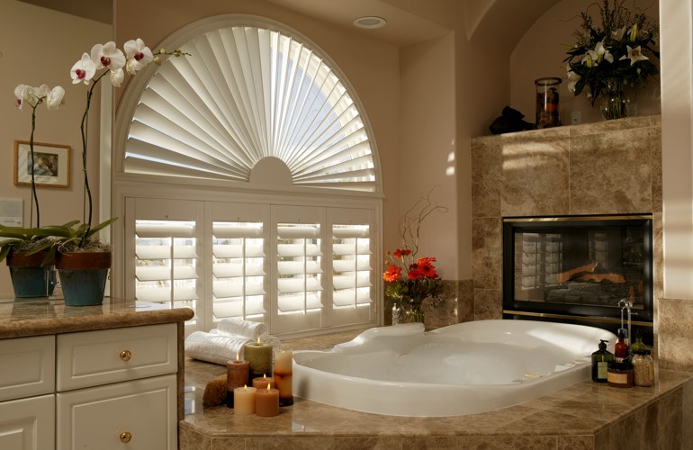 Our Professionals Installed Shutters On A Sunburst Arch Window In Orlando, FL